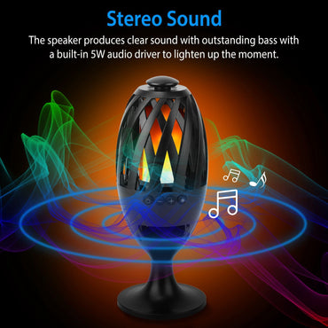 LED Flame Speakers Torch Wireless Speaker Waterproof Stereo Bass Speaker Outdoor Light-Up Speaker Atmosphere LED Flickers Night Light Patio Stake Lights/Lantern for Party Camping - Discount Msrp 