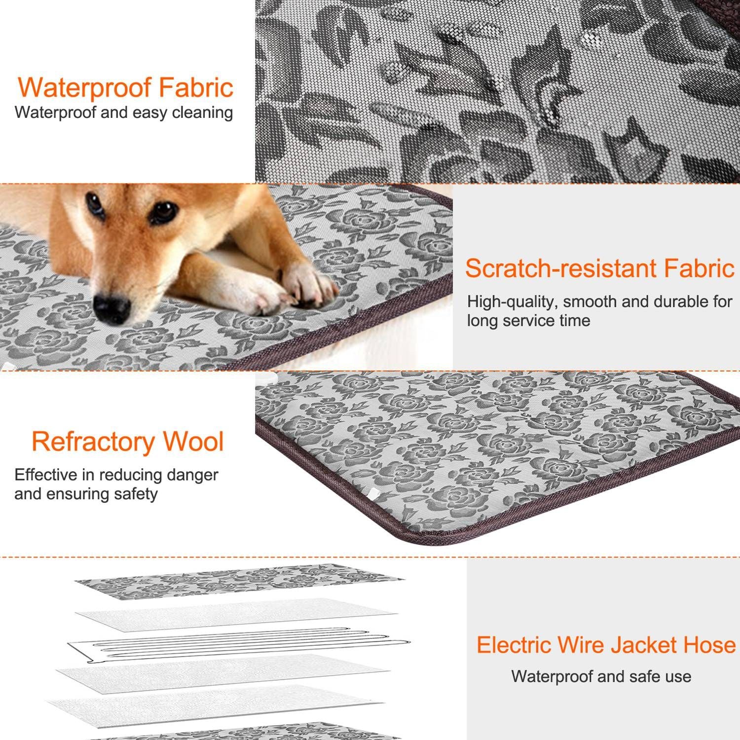 Pet Heating Pad Dog Cat Electric Heating Mat Waterproof Adjustable Warming Blanket - Discount Msrp 