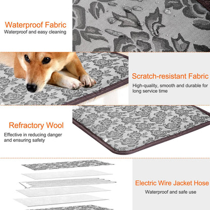 Pet Heating Pad Dog Cat Electric Heating Mat Waterproof Adjustable Warming Blanket - Discount Msrp 