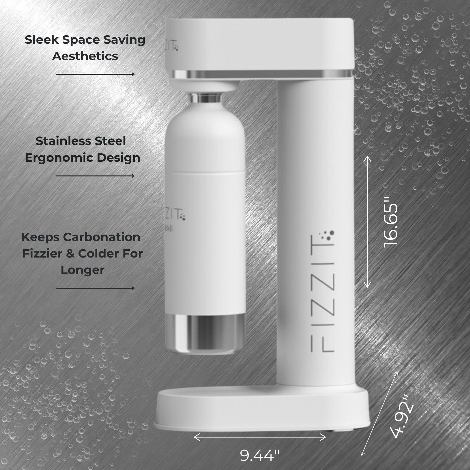 FIZZIT™ Spärklï Carbonated Water Soda Maker with Stainless Steel Bottle – Eco-Friendly, Dishwasher Bottles - Sparkling Water Maker - Discount Msrp 