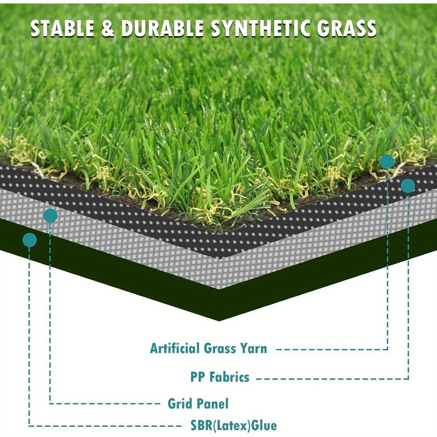 1PC- 3FTx33FT Artificial turf synthetic mat, outdoor garden lawn landscape pet turf, artificial grass carpet with drainage holes, artificial turf indoor background wall Christmas party decoration - Discount Msrp 