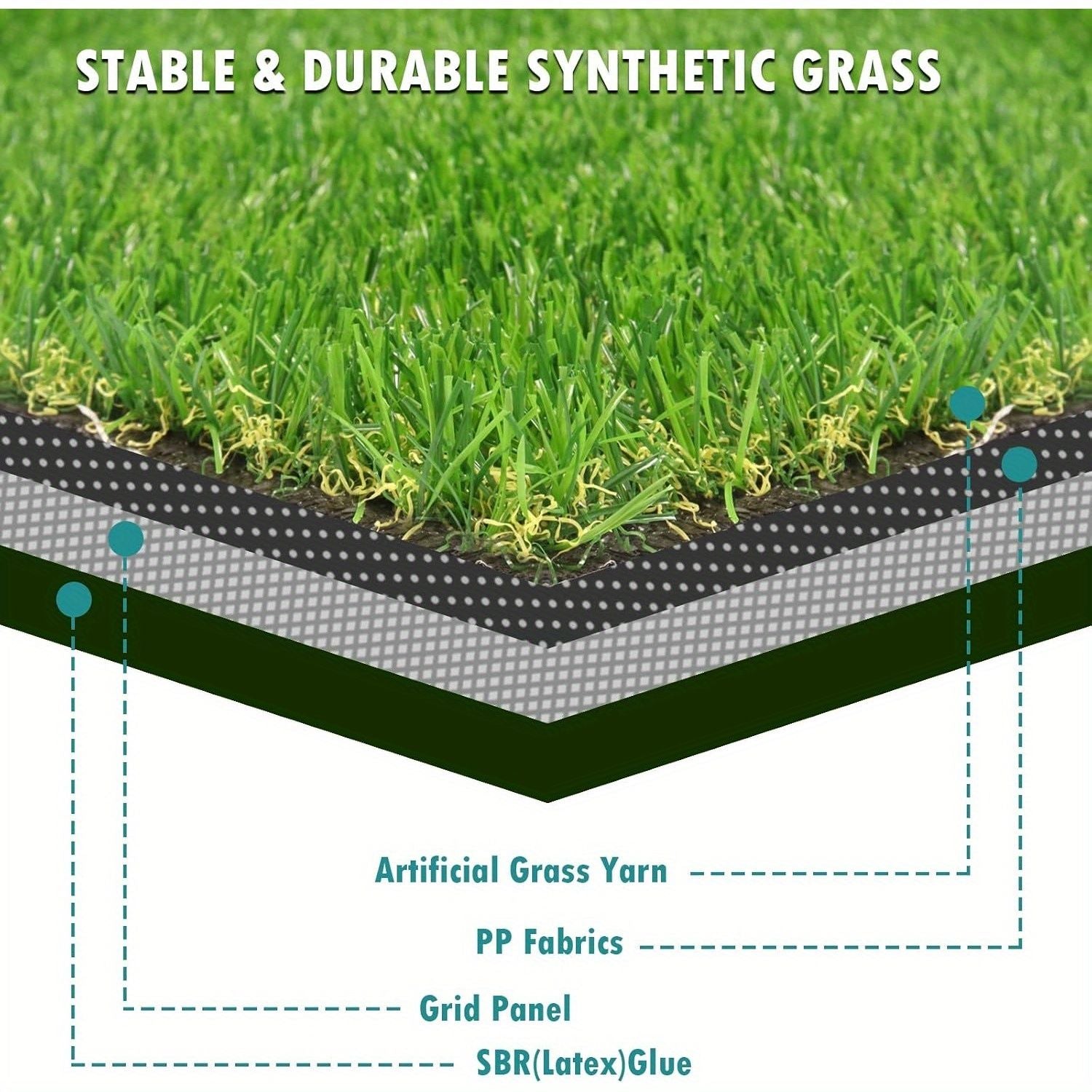 1PC- 3FTx33FT Artificial turf synthetic mat, outdoor garden lawn landscape pet turf, artificial grass carpet with drainage holes, artificial turf indoor background wall Christmas party decoration - Discount Msrp 