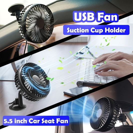 Portable USB Fan With Suction Cup Holder Bracket Stand; Powerful 5.5 Inch Table Desk Fan; Strong Wind; Quiet Mini Fan; Car Dashboard Cooling Air Circulator Fan; Car Fan For Backseat; Car Seat Fan - Discount Msrp 