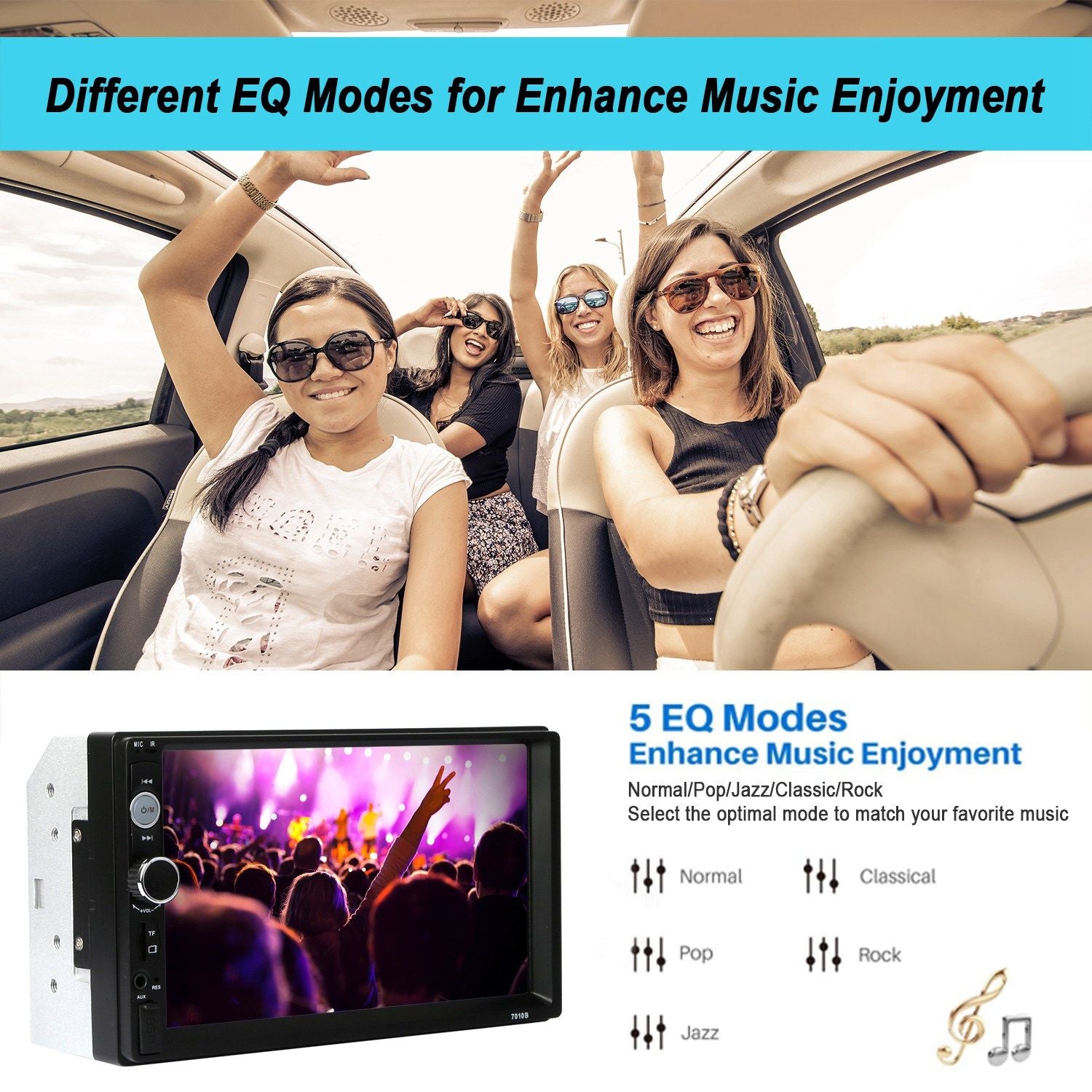 7 Inches Universal Wireless Car MP5 Player 1080P Video Player Stereo Audio FM Radio - Discount Msrp 
