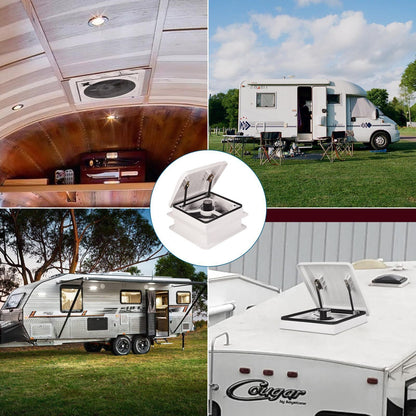 RV Roof Vent Fan 14" with LED Light,4 Speed Reversible 12V RV Exhaust Fan Low Noise,UV Protection,Manual Open for Camper,Travel,Cargo Trailer - Discount Msrp 
