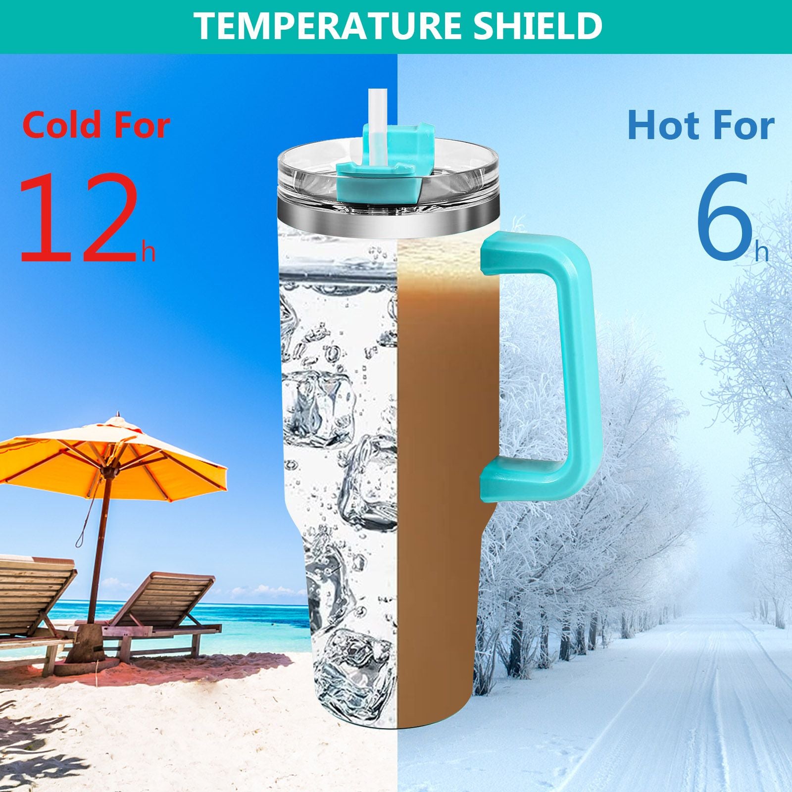 40oz 5D cowprint Insulated Tumbler With Handle And Straw Lid Portable Large Capacity water bottle, Heat preservation,304 Stainless Steel Cup For Outdoor Sports, Travel & Camping Birthday Gift - Discount Msrp 
