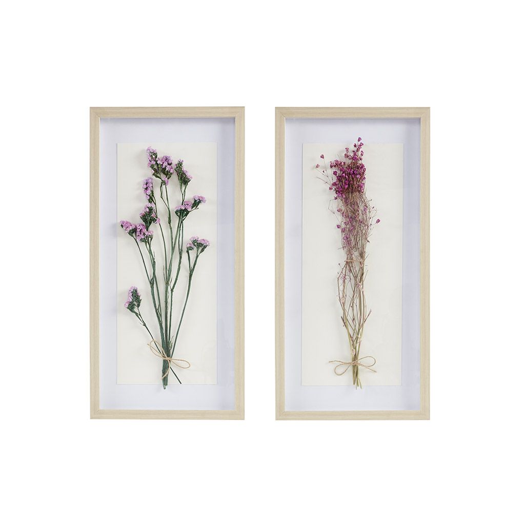 Dried Flower 2-piece Shadow Box Wall Decor Set - Discount Msrp 