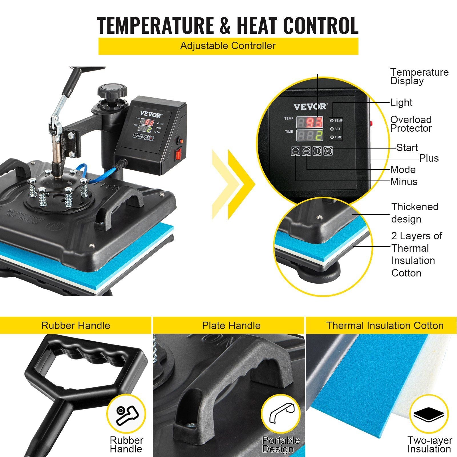 VEVOR Heat Press Machine, 12X15 Inch 6 in 1 Combo Digital Multifunctional Sublimation Heat Transfer Machine, 360 Degree Rotation Swing Away Heat Press for Printing T Shirts Hat Mug Cap Plate 1050W - Discount Msrp 