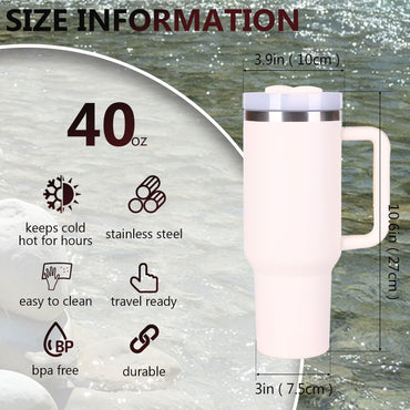 40oz V2 large capacity tumbler, With Handle And Straw Lid, Insulated Reusable Stainless Steel Water Bottles Travel Mug Coffee Cup car cup water cup For Men Women Outdoor Camping Driving, gift - Discount Msrp 