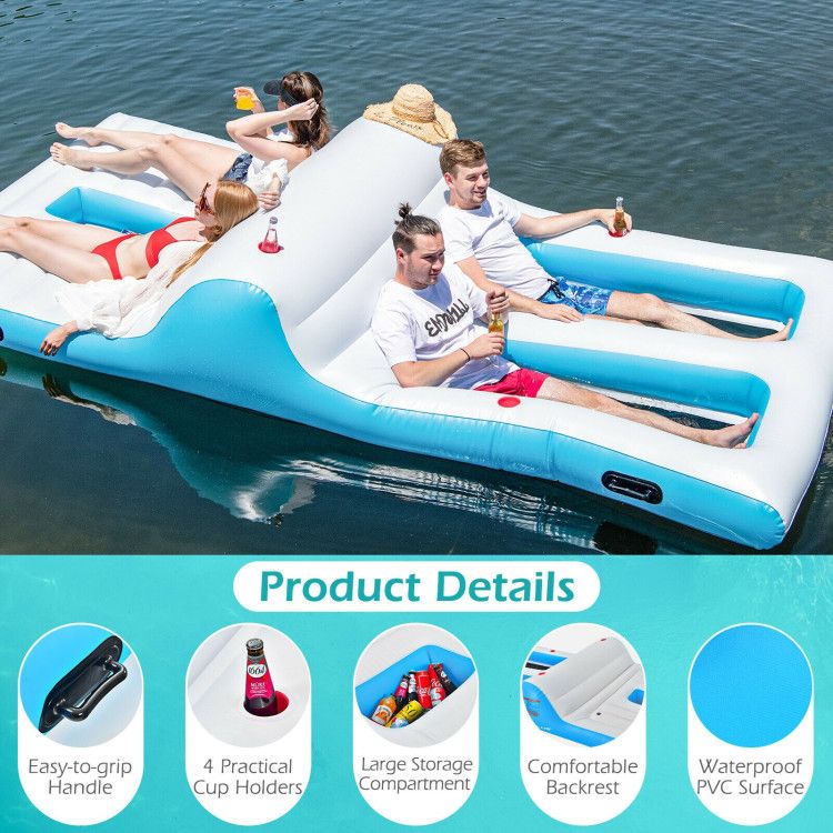 Floating 4-Person Inflatable Lounge Raft with 130W Electric Air - Discount Msrp 