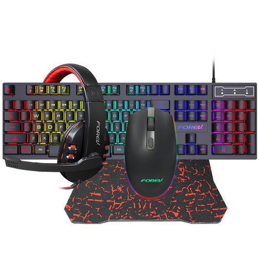 Wired four-piece set set of keyboard and mouse headset mouse pad keyboard set gaming game computer keyboard - Discount Msrp 