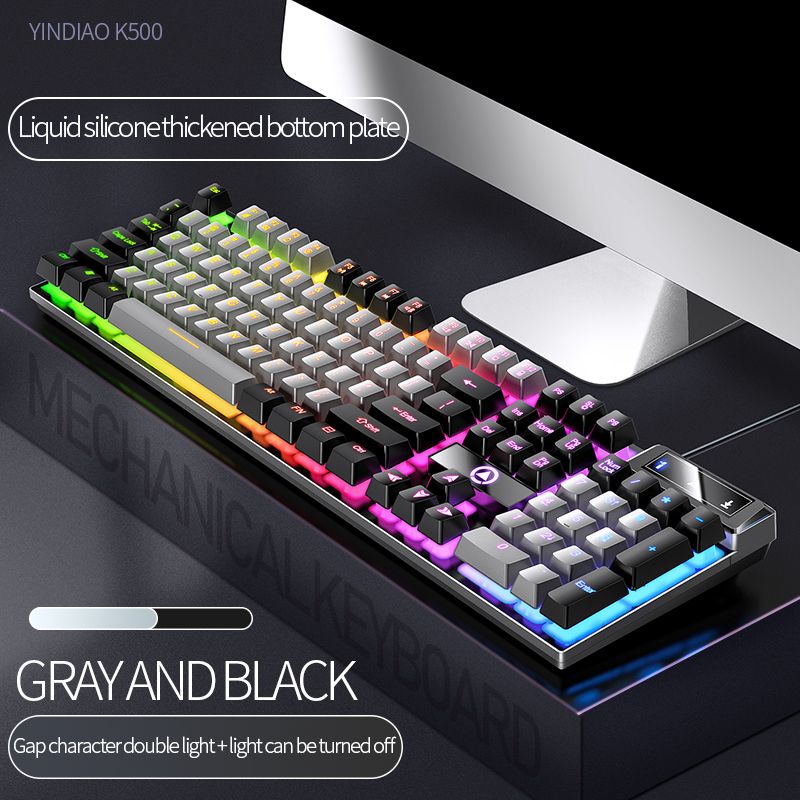 104 Keys Gaming Keyboard Wired Keyboard Color Matching Backlit Mechanical Feel Computer E-sports Peripherals for Desktop Laptop - Discount Msrp 