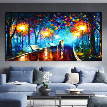 Hand Painted Night Thick Modern Canvas Oil Paintings Wall Art Abstract Landscape Pictures For Living Room Home Decoration - Discount Msrp 