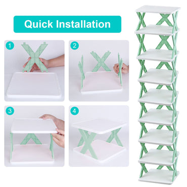 9Tier Narrow Entryway Shoe Rack Plastic Vertical Shoe Organizer Space Saving Free Standing Shoes Storage Shelf Closet Hallway - Discount Msrp 