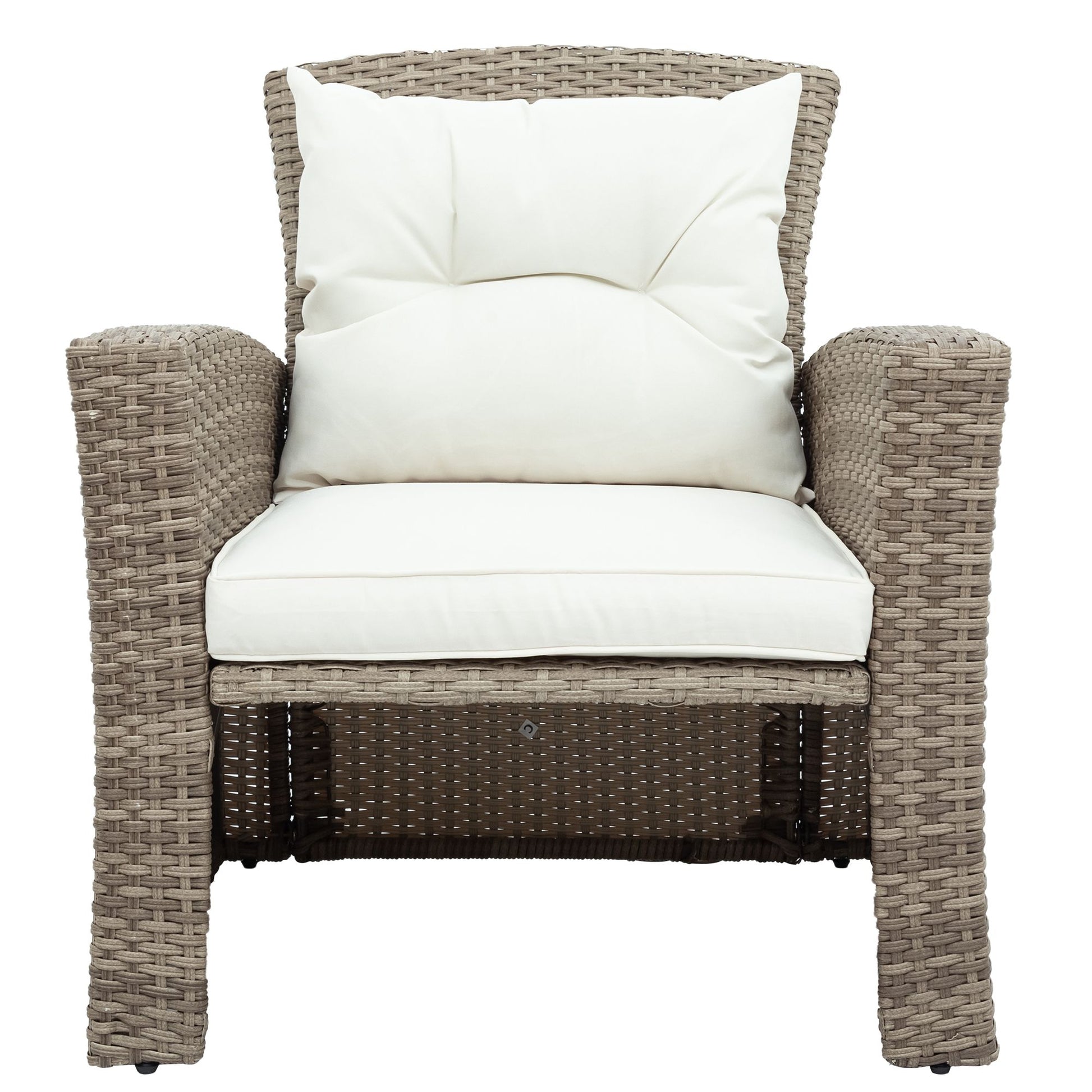 Patio Furniture Set; 4 Piece Outdoor Conversation Set All Weather Wicker Sectional Sofa with Ottoman and Cushions - Discount Msrp 