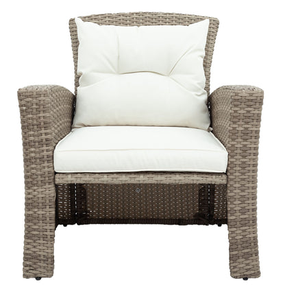 Patio Furniture Set; 4 Piece Outdoor Conversation Set All Weather Wicker Sectional Sofa with Ottoman and Cushions - Discount Msrp 