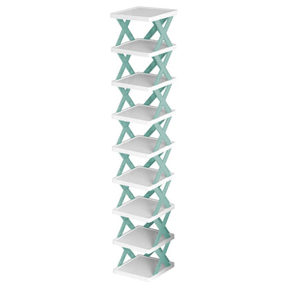 9Tier Narrow Entryway Shoe Rack Plastic Vertical Shoe Organizer Space Saving Free Standing Shoes Storage Shelf Closet Hallway - Discount Msrp 