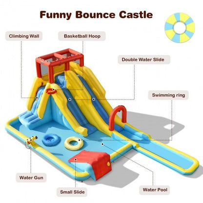 Inflatable Dual Slide Water Park Climbing Bouncer with 735W Air Blower - Discount Msrp 