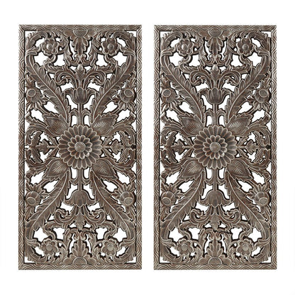 Distressed Carved Wood 2-piece Wall Decor Set - Discount Msrp 