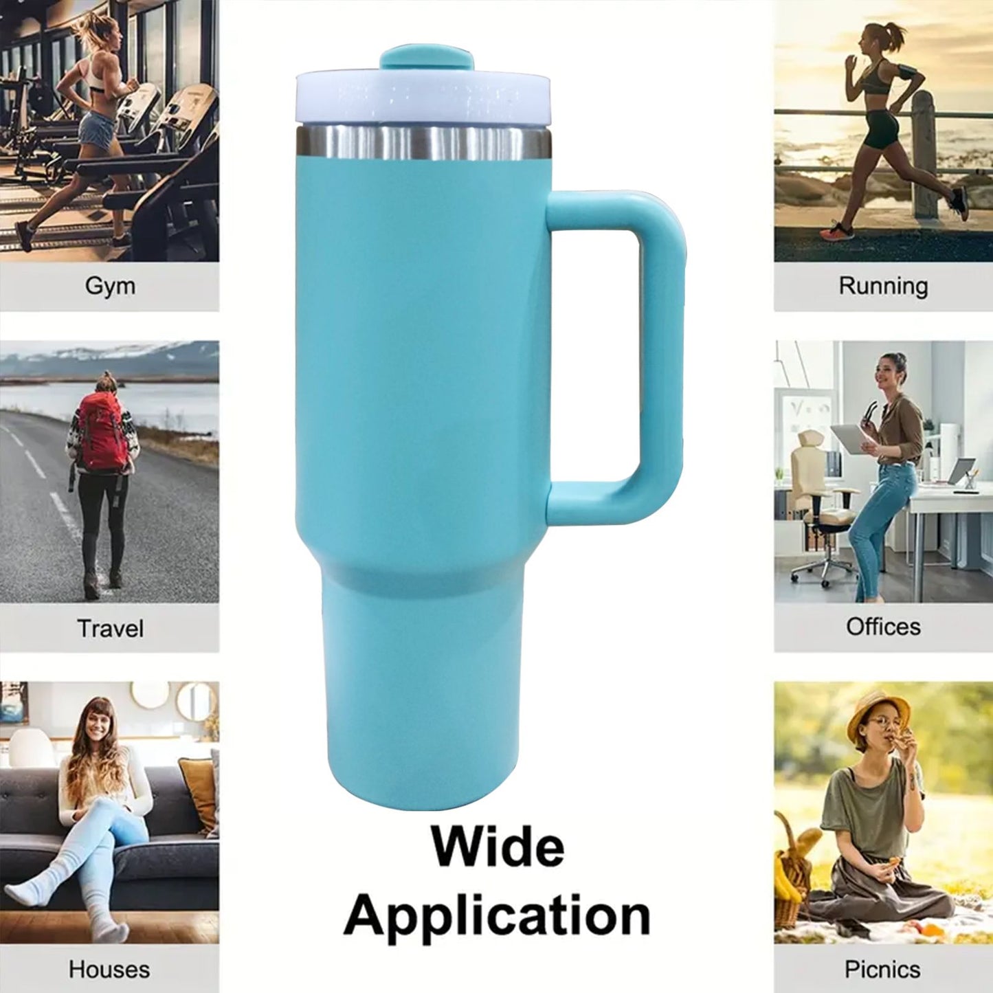 40oz V2 large capacity tumbler, With Handle And Straw Lid, Insulated Reusable Stainless Steel Water Bottles Travel Mug Coffee Cup car cup water cup For Men Women Outdoor Camping Driving, gift - Discount Msrp 
