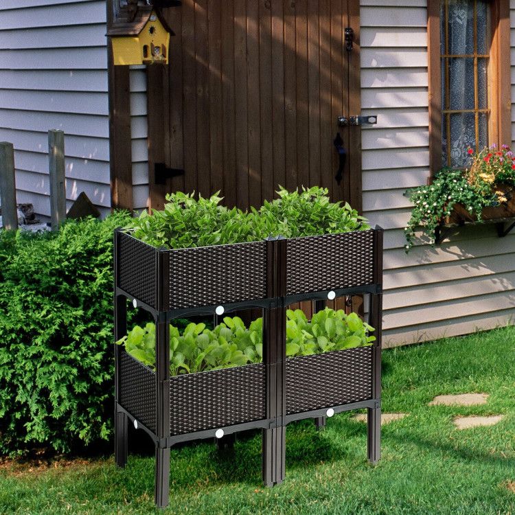 Set of 4 Elevated Flower Vegetable Herb Grow Planter Box - Discount Msrp 