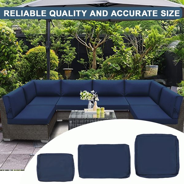14 PCS Outdoor Cushions for Patio Furniture Replacement, Patio Furniture Cushions with Sponge, Deep Seat Patio Cushions(NAVY BLUE)[Temu is banned, can not be shipped on weekends, order carefully] - Discount Msrp 