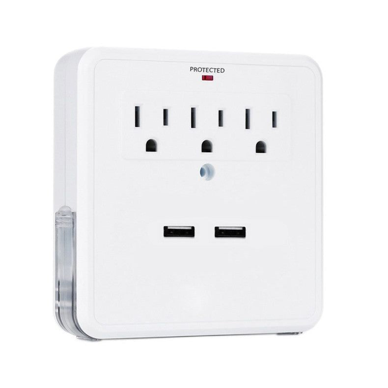 NEW! Classic Combo Wall Adapter W/3 AC Outlets W/Surge Protection And Dual USB Ports To Charge Your Gadgets - Discount Msrp 