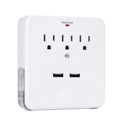 NEW! Classic Combo Wall Adapter W/3 AC Outlets W/Surge Protection And Dual USB Ports To Charge Your Gadgets - Discount Msrp 