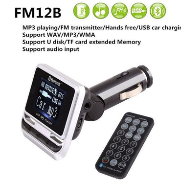 FM12B 1.44 Inch LCD Screen Bluetooth Car MP3 Player Handsfree Wireless FM Transmitter Radio Adapter USB Car Charger - Discount Msrp 