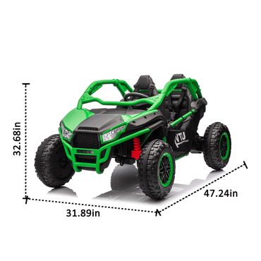 24V Two-seater Kids Ride On UTV w/Parents Control,20in seat width,400W Super high power,Four-wheel Suspension,Bluetooth,MP3,USB,LED Light,Horn,Rear storage space,Speeds 3.73-4.97MPH For Kids aged 3+. - Discount Msrp 