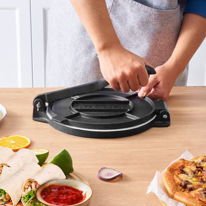 VEVOR Tortilla Press, 10 Inch Tortilla and Roti Maker, Cast Iron Heavy Duty Tortilladora Press, Pre-Seasoned Pataconera Maker with 100 Pcs Parchment Paper, Dough Maker for Flour Tortilla, Tawa, Silver - Discount Msrp 
