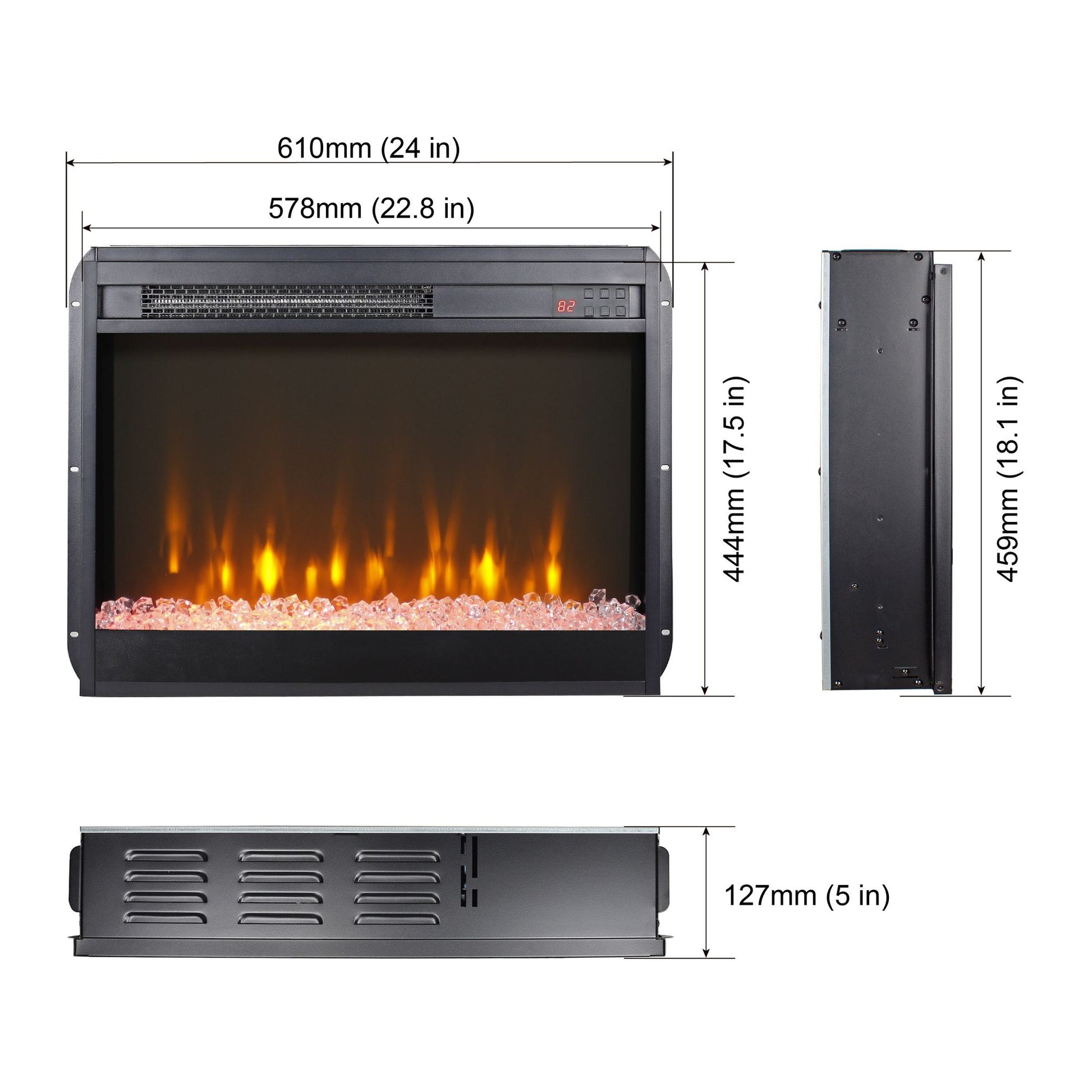 60 inch Electric Fireplace Media TV Stand With Sync Colorful LED Lights-Reclaimed Barnwood Color - Discount Msrp 