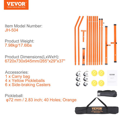 VEVOR Pickleball Net Set, 22FT Regulation Size Portable Pickleball System with Carrying Bag, Balls, and Wheels, Weather Resistant Steady Metal Frame & Strong PE Net, for Outdoor Backyard Driveway - Discount Msrp 