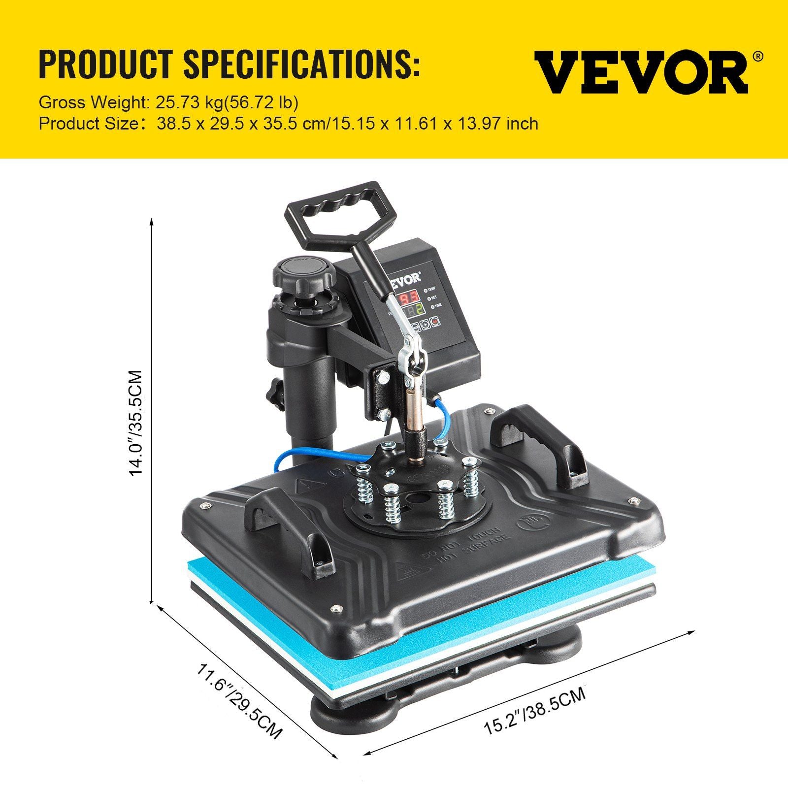 VEVOR Heat Press Machine, 12X15 Inch 6 in 1 Combo Digital Multifunctional Sublimation Heat Transfer Machine, 360 Degree Rotation Swing Away Heat Press for Printing T Shirts Hat Mug Cap Plate 1050W - Discount Msrp 