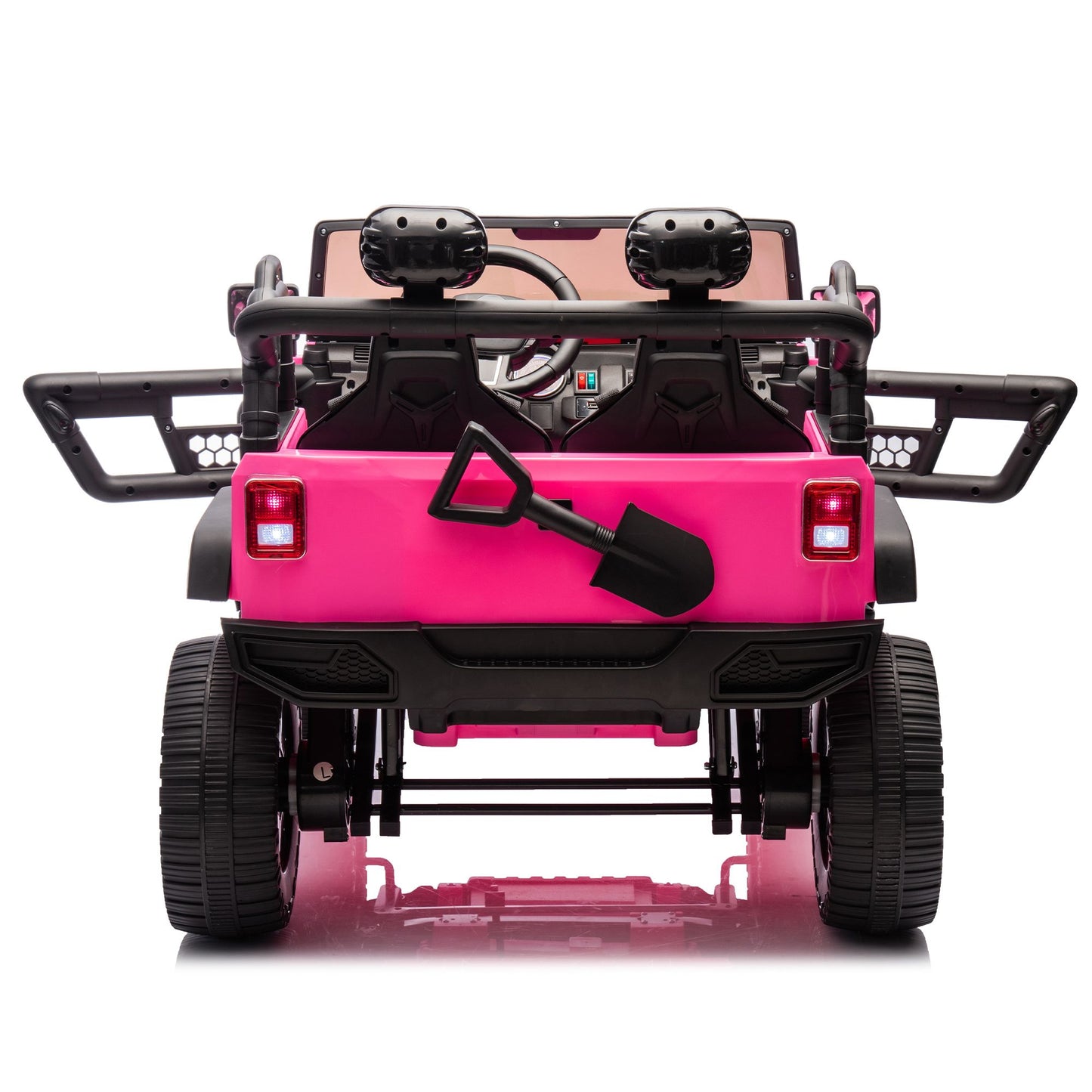 24V Two-Seater Kids Ride On Truck Car W/Parents Control,200w*2,Seat width 20.28in,Four-wheel Suspension,LED Lights,Music,MP3,Bluetooth,Two independent seat belts,Suitable for off-road For Kids Aged 3+ - Discount Msrp 