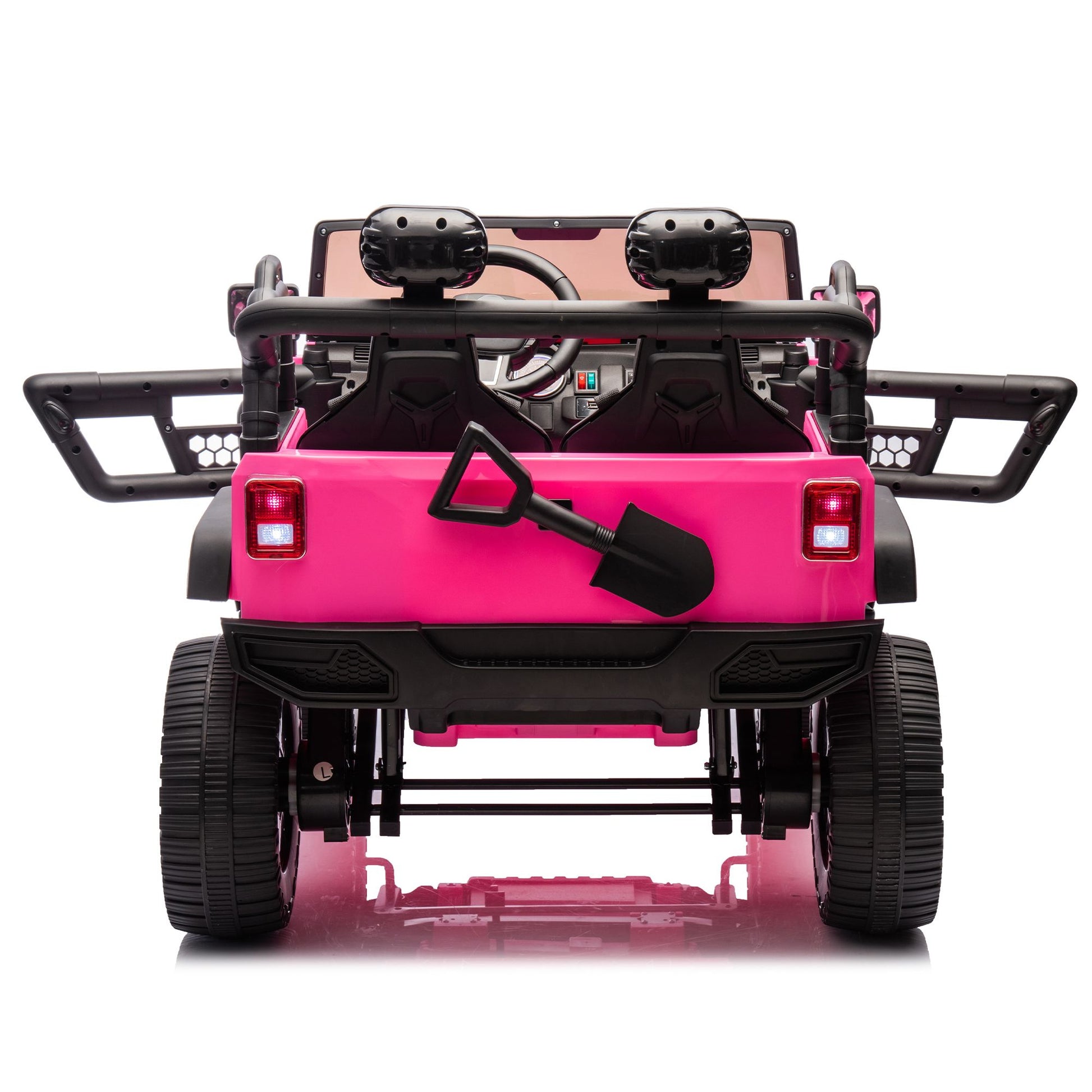 24V Two-Seater Kids Ride On Truck Car W/Parents Control,200w*2,Seat width 20.28in,Four-wheel Suspension,LED Lights,Music,MP3,Bluetooth,Two independent seat belts,Suitable for off-road For Kids Aged 3+ - Discount Msrp 