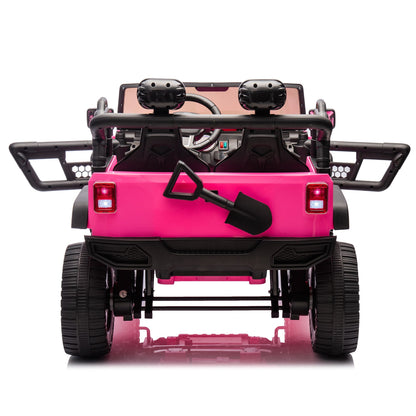 24V Two-Seater Kids Ride On Truck Car W/Parents Control,200w*2,Seat width 20.28in,Four-wheel Suspension,LED Lights,Music,MP3,Bluetooth,Two independent seat belts,Suitable for off-road For Kids Aged 3+ - Discount Msrp 