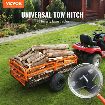 VEVOR Heavy Duty Steel ATV Dump Trailer, 1500-Pound Load Capacity 15 Cubic Feet, Tow Behind Dump Cart Garden Trailer, with Removable Sides and 2 Tires, for Mowers, Tractors, ATV, UTV - Discount Msrp 