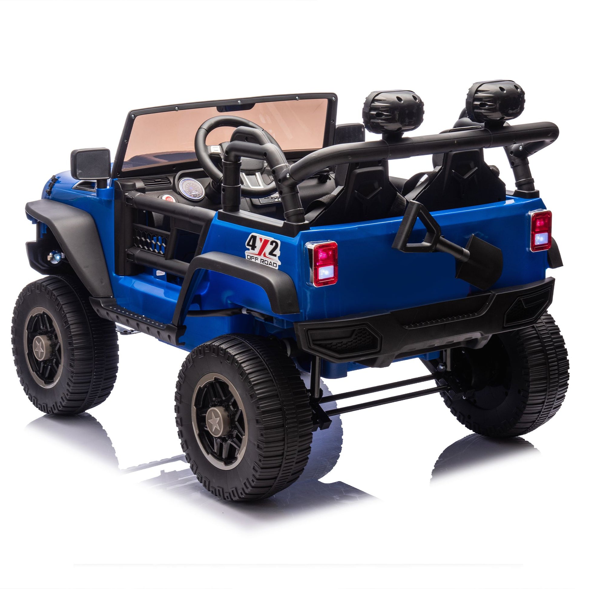 24V Two-Seater Kids Ride On Truck Car W/Parents Control,200w*2,Seat width 20.28in,Four-wheel Suspension,LED Lights,Music,MP3,Bluetooth,Two independent seat belts,Suitable for off-road For Kids Aged 3+ - Discount Msrp 