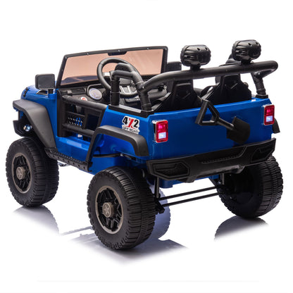 24V Two-Seater Kids Ride On Truck Car W/Parents Control,200w*2,Seat width 20.28in,Four-wheel Suspension,LED Lights,Music,MP3,Bluetooth,Two independent seat belts,Suitable for off-road For Kids Aged 3+ - Discount Msrp 