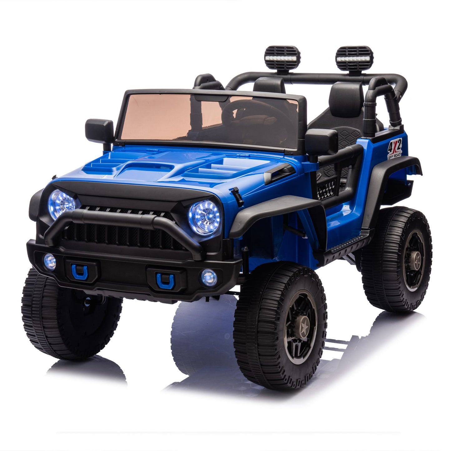 24V Two-Seater Kids Ride On Truck Car W/Parents Control,200w*2,Seat width 20.28in,Four-wheel Suspension,LED Lights,Music,MP3,Bluetooth,Two independent seat belts,Suitable for off-road For Kids Aged 3+ - Discount Msrp 