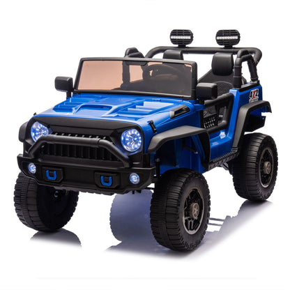 24V Two-Seater Kids Ride On Truck Car W/Parents Control,200w*2,Seat width 20.28in,Four-wheel Suspension,LED Lights,Music,MP3,Bluetooth,Two independent seat belts,Suitable for off-road For Kids Aged 3+ - Discount Msrp 