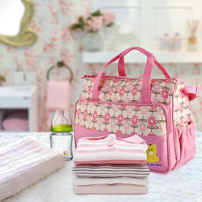 5PCS Baby Nappy Diaper Bags Set Mummy Diaper Shoulder Bags w/ Nappy Changing Pad Insulated Pockets Travel Tote Bags - Discount Msrp 