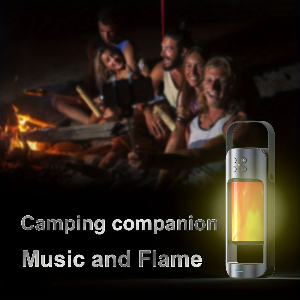 Portable Wireless Flame LED Speaker With Wireless Charger; Speaker With 10 Hours Working Time; 10W Speaker BT 4.2 Version; Mega Bass Sound Quality For Indoor And Outdoor - Discount Msrp 