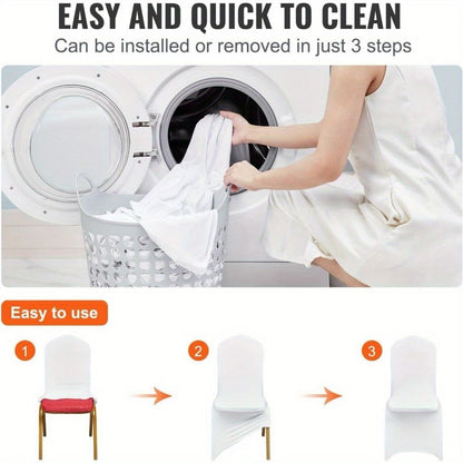 White folding chair covers - 20 elastic chair covers for wedding banquet decoration (white, 20) - Discount Msrp 