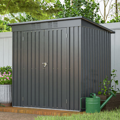 6 x 4 ft Outdoor Storage Shed, All Weather Tool Shed for Garden, Backyard, Lawn, Black - Discount Msrp 