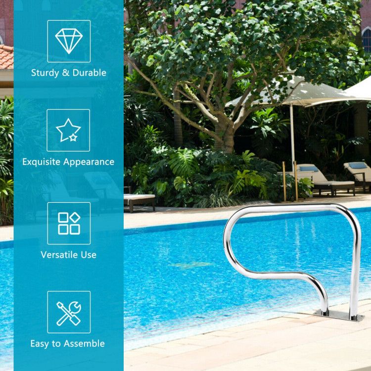 Stainless Steel Swimming Pool Hand Rail with Base Plate - Discount Msrp 