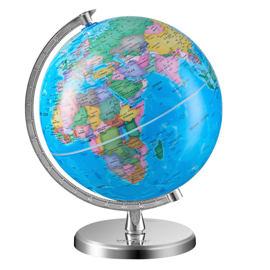 VEVOR Rotating World Globe with Stand, 8 in/203.2 mm, Educational Geographic Globe with Precise Time Zone ABS Material, 360° Spinning Globe for Kids Children Learning Classroom Geography Education - Discount Msrp 