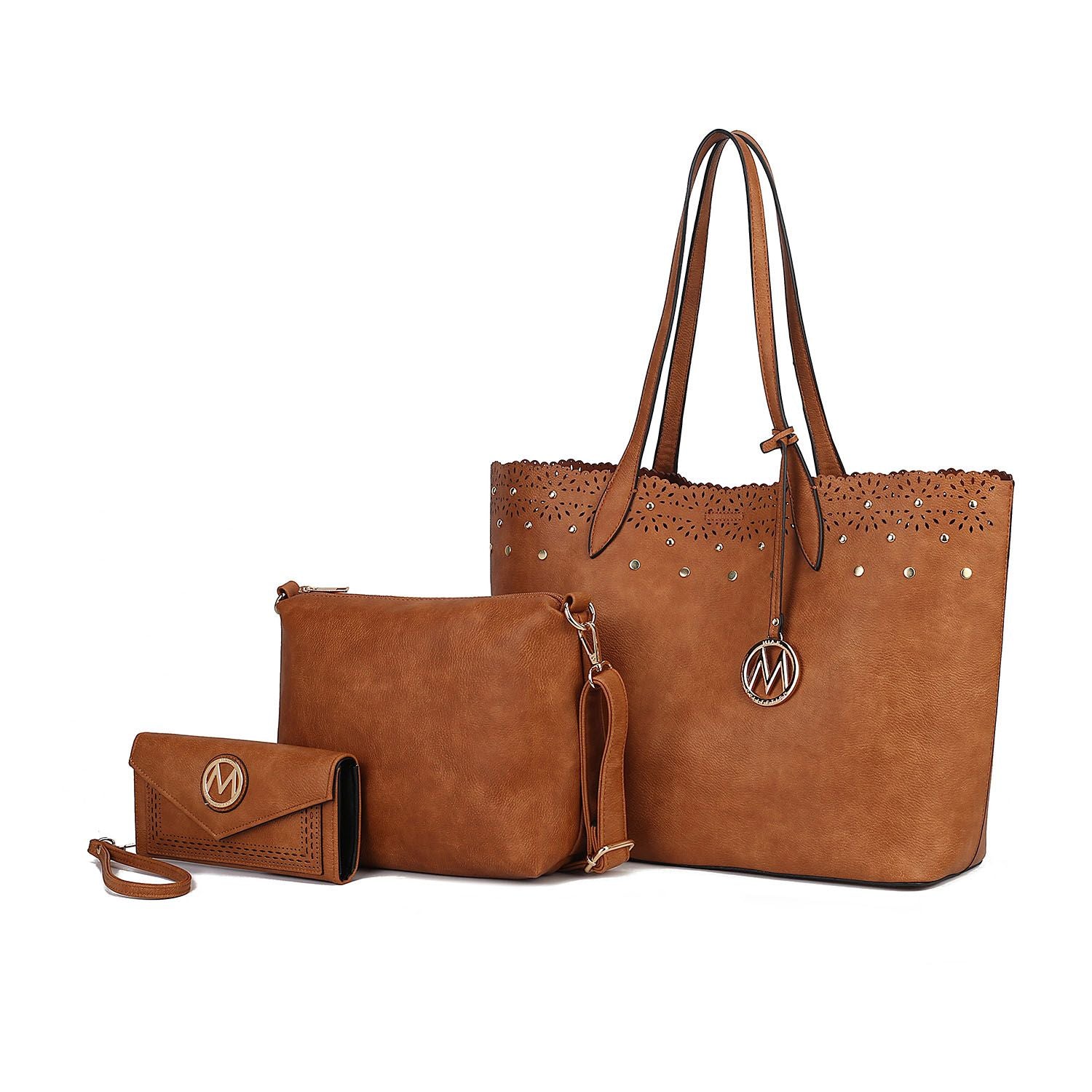 MKF Collection Mariahna 3 PCS Shopper Tote, Cross and Wallet Handbag by Mia K - Discount Msrp 