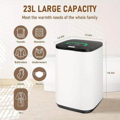 Towel Warmer 20L, Towel Warmer Bucket with 24h Delay Timer, 20/40/60 Min Auto Shut Off, Child Lock, LED Screen & U-Shaped Light, Large Towel Warmer for Bathroom, Spa, Bathrobe, Blanket & Pajama - Discount Msrp 